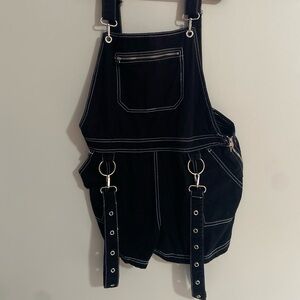 Hot Topic Black Hardware Short Overalls